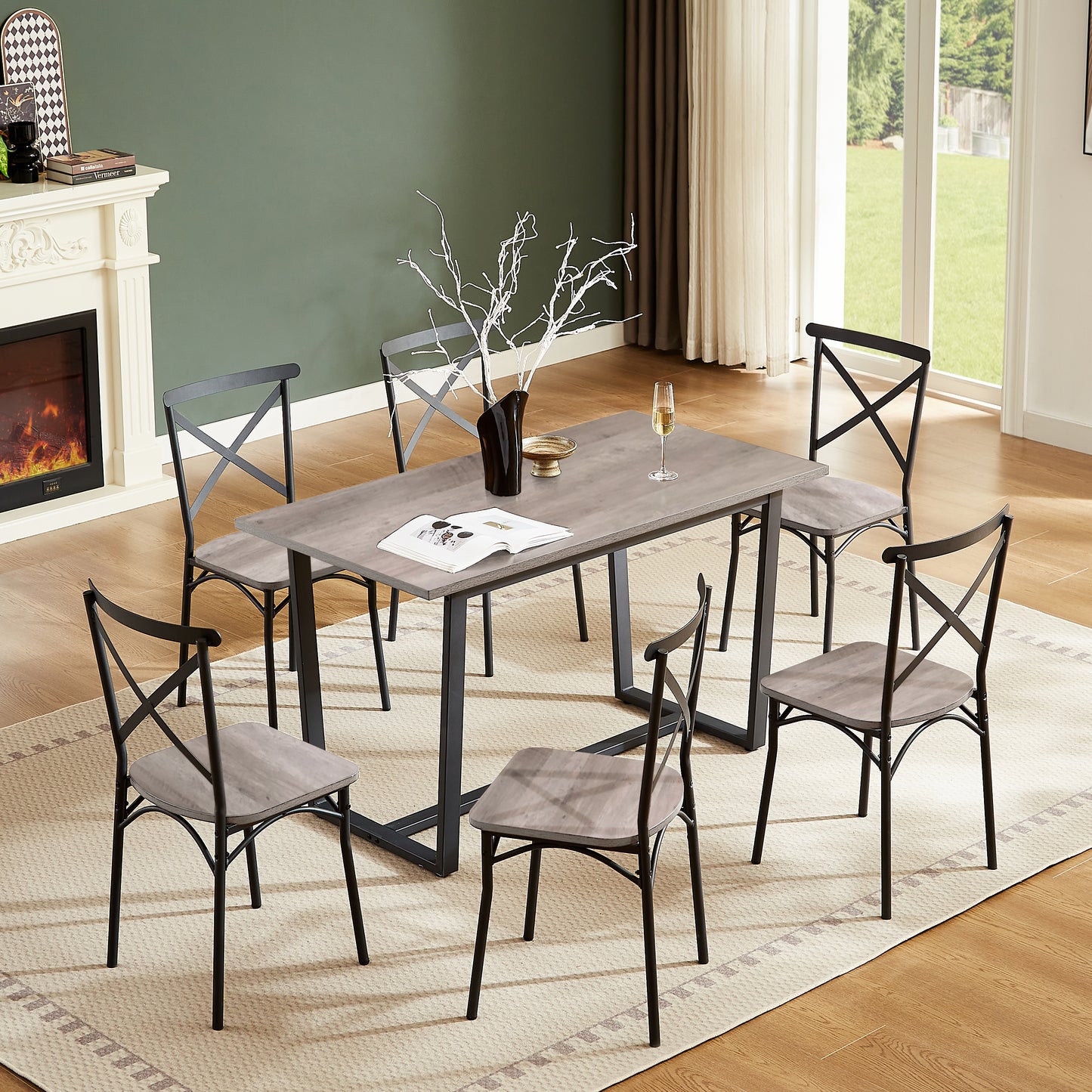 7 Pieces Dining Set 7-Piece Kitchen Table Set Perfect for Kitchen Breakfast Nook