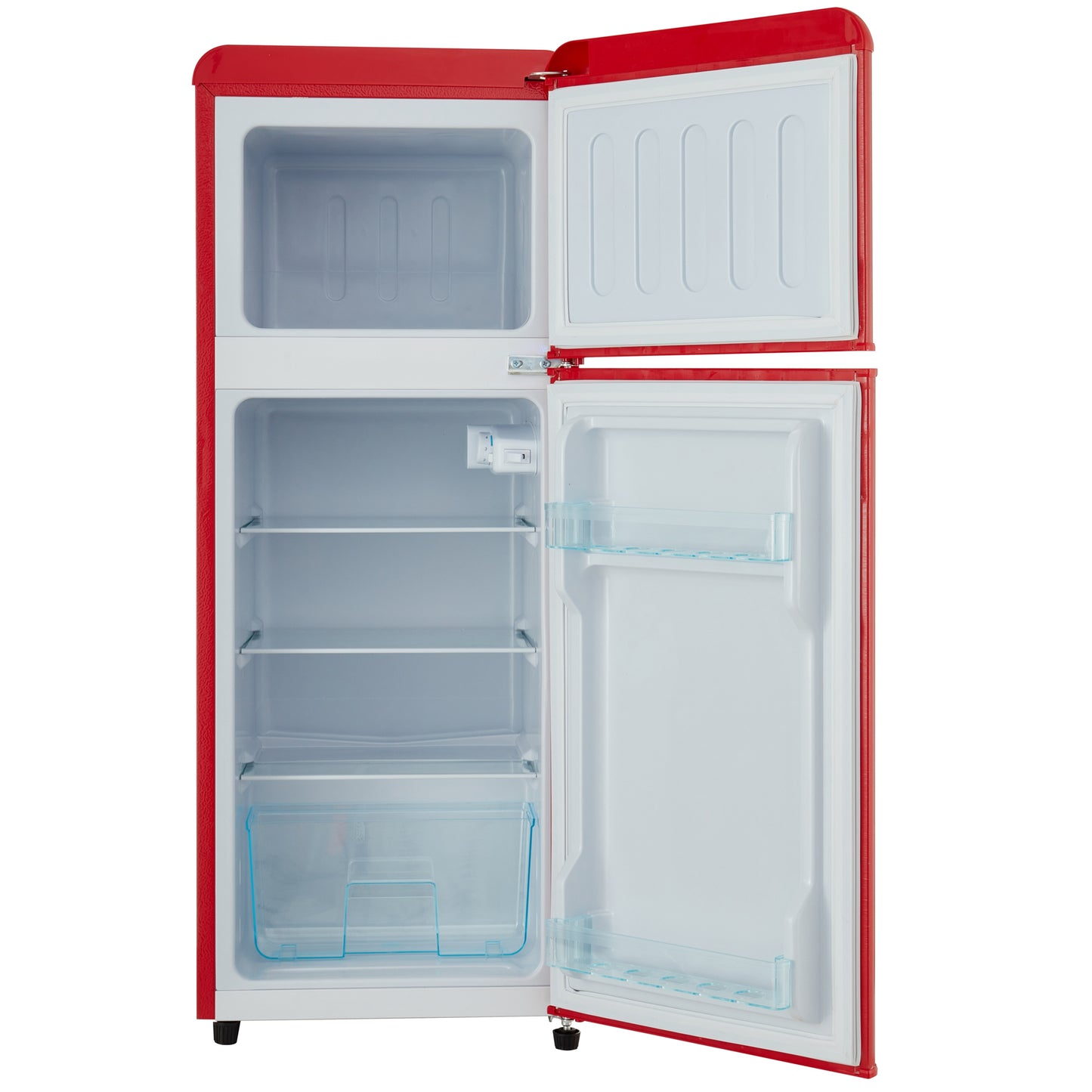 4.5 cu. ft. Dual Zone Refrigerator, 3.3 Fridge + 1.2 cu. ft. 4-Star Freezer, Red， 16.69" x 17.52" x 40.08"